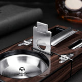Porte-cendrier à cigares avec coupe-cigare et perceuse, en bois massif, 3 pièces Cigarloong