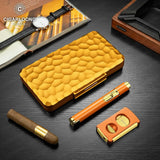 Humidor en Aluminium, Étui de Voyage 5 Cigares, Briquet et Coupe-Cigares Cigarloong