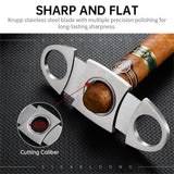 Étui à Cigares en Cuir Doublé de Bois de Cèdre, Coupe-Cigare en Acier Inoxydable, pour 2-3 Cigares Cigarloong