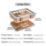 Étui à Cigares Portable avec Humidificateur et Hygromètre, Bois de Cèdre, Boîte Transparente Scellée Cigarloong
