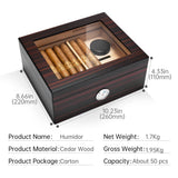 Humidor Cèdre Espagnol, Boîte avec Hygromètre, Étagères de Rangement, Grande Capacité Cigarloong