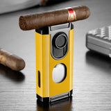 Allume-Cigare Multifonction Portable Pratique 3 en 1, Trois Flammes Droites Lisses, Porte-Ciseaux en V - Cigarium™