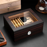 Humidor Cèdre Espagnol, Boîte avec Hygromètre, Étagères de Rangement, Grande Capacité Cigarloong