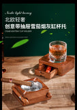 Cendrier à Cigares 2 en 1 Porte-Gobelet Whisky en Bois Massif Cigarloong