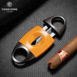 Coupe-Cigare à Coupe en V et Coupe Plate, Ciseaux Portables avec Boîte Cadeau Cigarloong