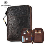 Étui à Cigares Portable Rétro Voyage, Cuir Véritable de Vachette, 5 Cigares Cigarloong