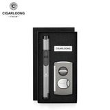 Ensemble de 2 Pièces Portable pour Fumer, Allume-Cigare Coupe-Vent, Coupe-Cigare en V, Perforateur Cigarloong