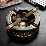 Cendrier à Cigares en Céramique Rond Créatif, 4 Fentes Grand Calibre, Boîte Cadeau Cigarloong