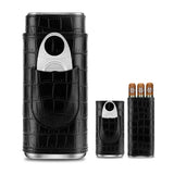 3-Pack Étui à Cigares en Cuir Portable, Support Boîte de Rangement avec Coupe-Cigare Pointu en Acier Inoxydable - Cigarium™