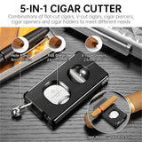 Coupe-Cigare Multifonctionnel 5 en 1, Coupe Plate en V, Porte-Cigare Caché Cigarloong