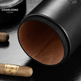 Tube à Cigares Doublé de Bois de Cèdre et Cuir avec Hygromètre, Étui Hydratant Scellé Cigarloong