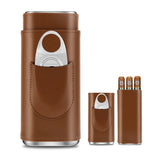 3-Pack Étui à Cigares en Cuir Portable, Support Boîte de Rangement avec Coupe-Cigare Pointu en Acier Inoxydable - Cigarium™