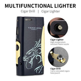Briquet à Cigare Coupe-Vent, Flamme Unique, avec Perceuse à Cigare Cigarloong