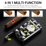 Cutter à Cigares Portable 4 en 1, Coupe en V, Support de Ciseaux, Perforateur Cigarloong