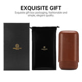 Étui à Cigares Portable en Cuir avec Boîte, Porte-Humidificateur, 3 Emplacements Cigarloong