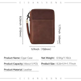 Étui à Cigares Portable Rétro Voyage, Cuir Véritable de Vachette, 5 Cigares Cigarloong
