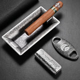 Ensemble Briquet et Cendrier à Cigares, Coupe-Vent Droit, Style Rétro Cigarloong