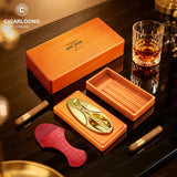 Accessoires pour Cigares, Ensemble de 4 Pièces, Cendrier, Couteau, Boîte en Bois Massif Cigarloong