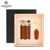 Ensemble Briquets à Cigares Coupe-Vent, Flamme Bleue Unique, Luxe Portable Cigarloong