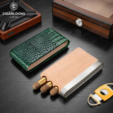 Coffret à Cigares 3 Pièces en Cuir avec Doublure en Bois de Cèdre Naturel Cigarloong