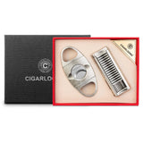 Coffret Cigares 2 Pièces : Briquet Coupe-Vent Flamme Droite et Coupe-Cigare en Alliage Affuté Cigarloong