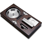 Ensemble Cendrier à Cigares en Bois Massif, Coupe-Cigare et Perceuse, 3 Pièces Cigarloong