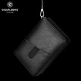 Boîte à Cigares Portable en Cuir, Doublure Bois de Cèdre, Hygromètre Intégré Cigarloong
