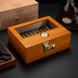 Humidor à Cigares avec Serrure à Combinaison, Bois de Cèdre, Hygromètre Cigarloong