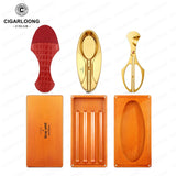 Accessoires pour Cigares, Ensemble de 4 Pièces, Cendrier, Couteau, Boîte en Bois Massif Cigarloong