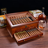 Humidificateur Cigares Vintage Bois Massif - Cigarium™
