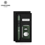 Ensemble de 2 Pièces Portable pour Fumer, Allume-Cigare Coupe-Vent, Coupe-Cigare en V, Perforateur Cigarloong
