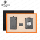 Allume-Cigare en Métal, Ensemble Coupe-Vent à Jet Droit, Lame Lisse, Coupe-Cigare, 2 Pièces Cigarloong