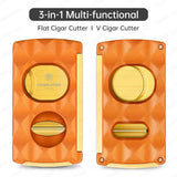 Cutter à Cigares Portable 4 en 1, Coupe en V, Support de Ciseaux, Perforateur Cigarloong