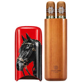 Étui à Cigares Motif Cheval, Intérieur Bois de Cèdre, 2 ou 3 Places Cigarloong
