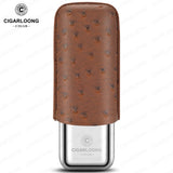 Étui à Cigares en Acier Inoxydable, Anti-Pression, Luxe, Cuir de Vache, Hydratant, Voyage Cigarloong