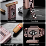 Briquet à Cigares Multifonctionnel 7 en 1, Coupe V et Plate, Aiguille Cigarloong