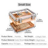 Étui à Cigares Portable avec Humidificateur et Hygromètre, Bois de Cèdre, Boîte Transparente Scellée Cigarloong