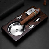 Porte-cendrier à cigares 3 pièces en bois massif - Cigarium™