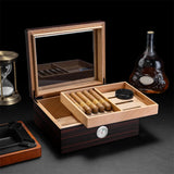 Humidor Cèdre Espagnol, Boîte avec Hygromètre, Étagères de Rangement, Grande Capacité Cigarloong
