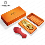 Accessoires pour Cigares, Ensemble de 4 Pièces, Cendrier, Couteau, Boîte en Bois Massif Cigarloong