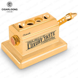 Coupe-Cigare de Bureau de Luxe, Ciseaux Inox, 4 Trous, Guillotine Boîte en Bois Cigarloong