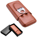 Étui Cigares Cuir Marron 3 Tubes - Cigarium™