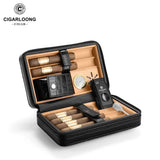 Humidor Portable en Bois de Cèdre avec Briquet Coupe-Vent Cigarloong