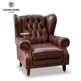 Chaise à Cigares Nordique, Style de Luxe en Cuir Véritable Cigarloong