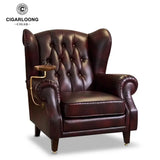 Chaise à Cigares Nordique, Style de Luxe en Cuir Véritable Cigarloong