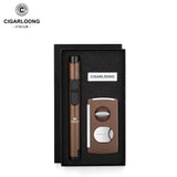 Ensemble de 2 Pièces Portable pour Fumer, Allume-Cigare Coupe-Vent, Coupe-Cigare en V, Perforateur Cigarloong