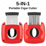 Ensemble d'Outils à Cigares 5 en 1, Coupe-Cigares Inox Supérieur, Coupe Plate, Coupe en V, Poinçon, Support Cigarloong