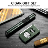 Ensemble de 2 Pièces Portable pour Fumer, Allume-Cigare Coupe-Vent, Coupe-Cigare en V, Perforateur Cigarloong