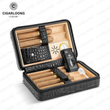 Boîte à Cigares Haut de Gamme en Bois de Cèdre, Ensemble Complet Portable Cigarloong