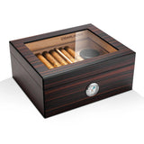 Humidor Cèdre Espagnol, Boîte avec Hygromètre, Étagères de Rangement, Grande Capacité Cigarloong
